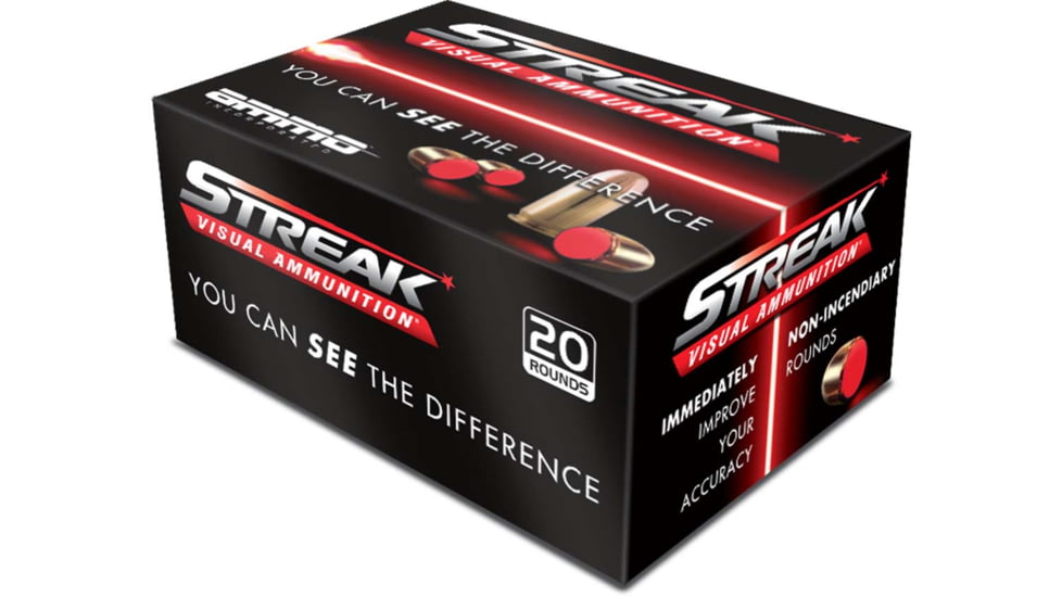 Ammo, Inc. STREAK 9mm Luger 115 Grain Tracer-Like Full Metal Jacket Brass Cased Centerfire Pistol Ammo, 200 Round, 9115TMC-STRK-RED-200