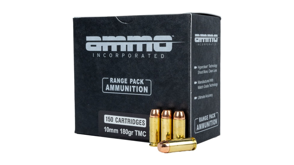 Ammo, Inc. TMC 10mm 180 Grain TMC Brass Cased Pistol Ammo, 150 Rounds, 10180TMC-A150