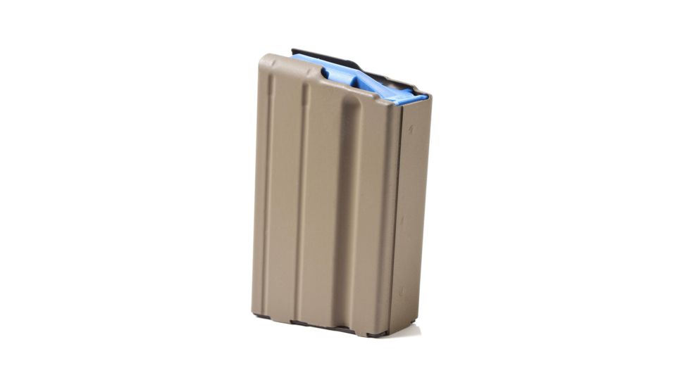 Ammunition Storage Components 10rd 6.5 Stainless Steel Magazine, Marlube with Blue Follower, FDE, 10-65-SS-FDE-BL-ASC