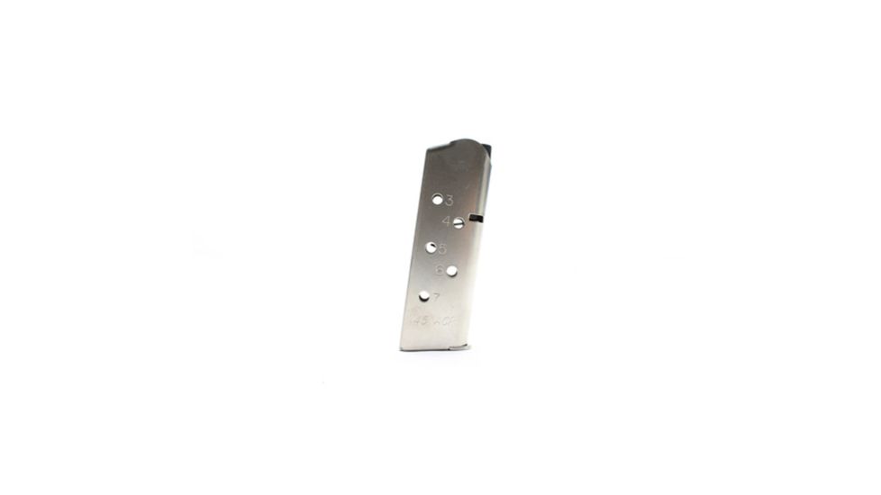 Ammunition Storage Components 1911 .45 7-Round Nat Stainless Steel Magazine, Steel, Flr, Plt ASC7191145NSSSS