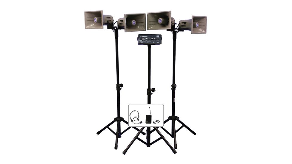 AmpliVox Wireless Quad Horn Half-Mile Hailer Kit, Black, SW660