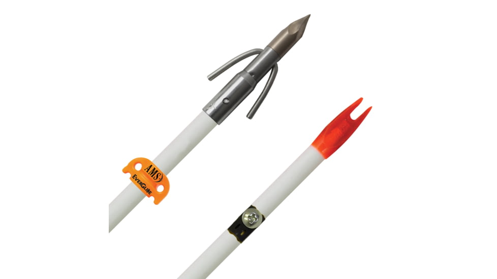AMS Fiberglass Arrow Chaos QT Point &amp; AMS EverGlide Safety Slide, A208-WHT