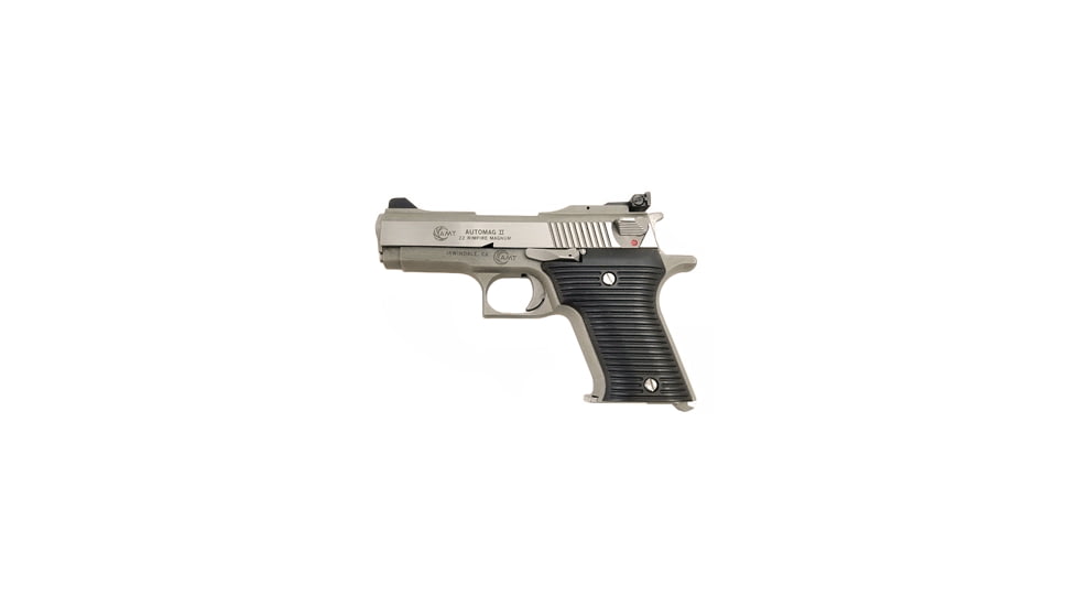 Arcadia Machine &amp; Tool Automag-II Pistol, .22 Winchester Magnum Rimfire, 3.375in barrel, stainless steel frame, grooved Lexan grip, blowback operated semi-auto, adj. Millett rear sight, 7 round magazine, AMTAMII.22WRMGR3.3751FRRMPG