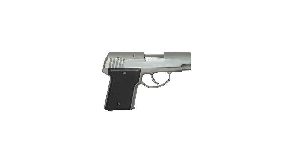 Arcadia Machine &amp; Tool Backup Pistol, 9mm Luger, 3in barrel, stainless steel frame, checkered fiberglass grip, recoil operated semi-automatic, grooved slide, 6 round magazine, AMT-BP-9MM-3-1-FRRMPG