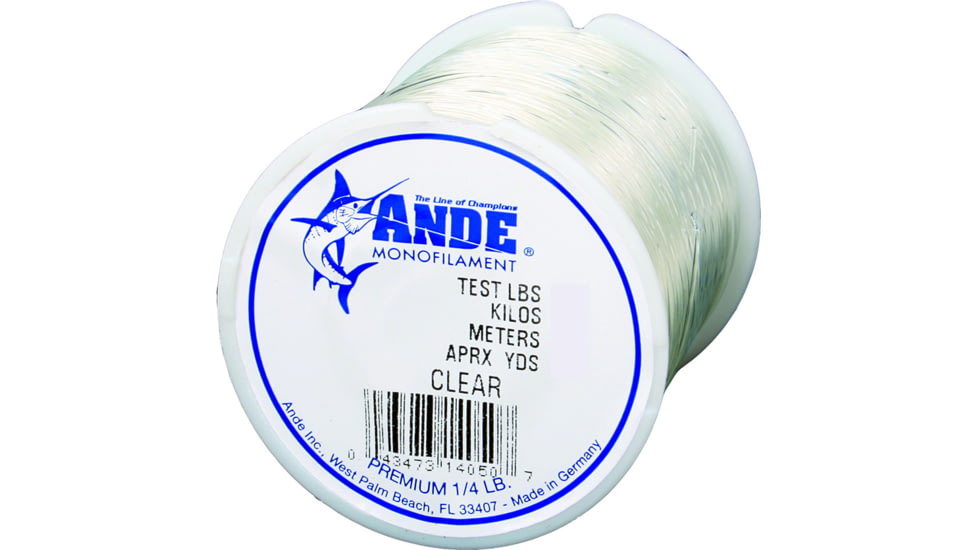 Ande Line Premium Mono Line 1/4lb Spool 80lb 150yd Clear, A14-80C