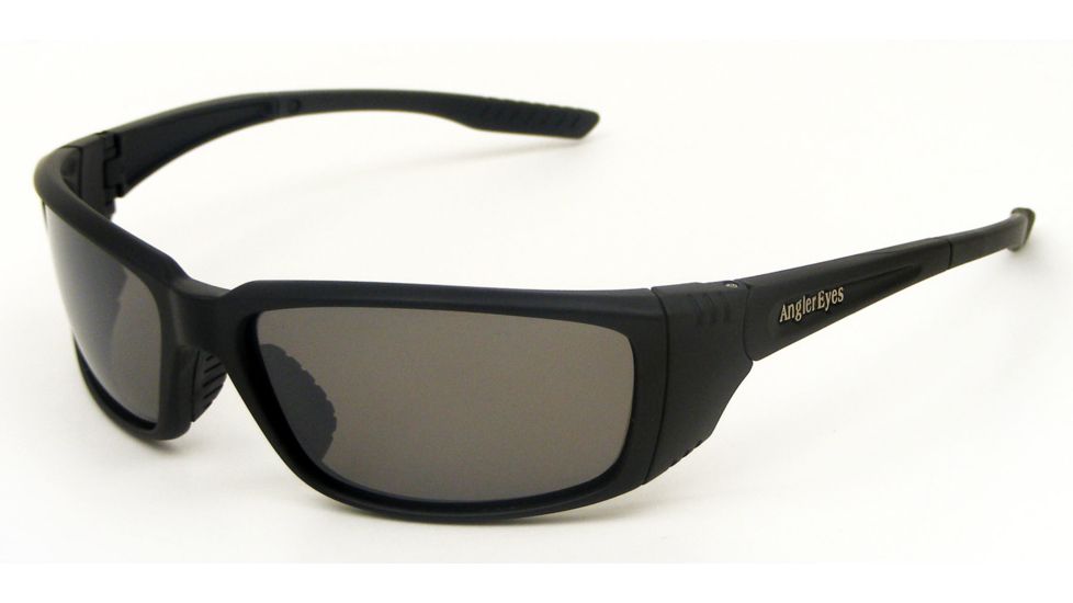 Angler Eyes AE 12 Sunglasses, Shiny Black Frame, Smoke Polarized Lens, 10217727.FGX