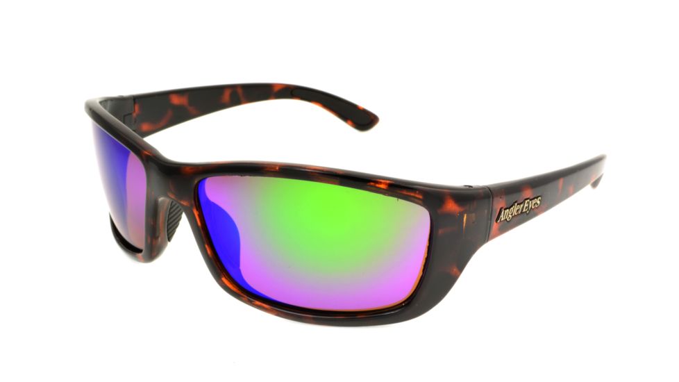 Angler Eyes AE 8 Sunglasses, Dark Brown Demi Frame, Smoke Polarized with Green Mirror Flash Lens, 10206826.FGX