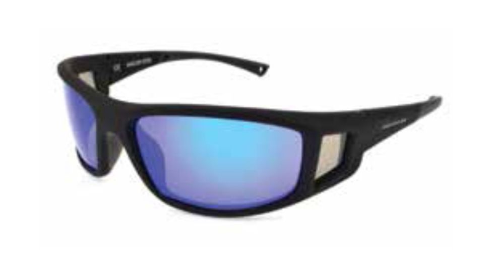 Angler Eyes Halibut Sunglasses, Matte Black Frame, Smoke Polarized with Blue Mirror Flash Lens, Polarized, 10222149.FGX