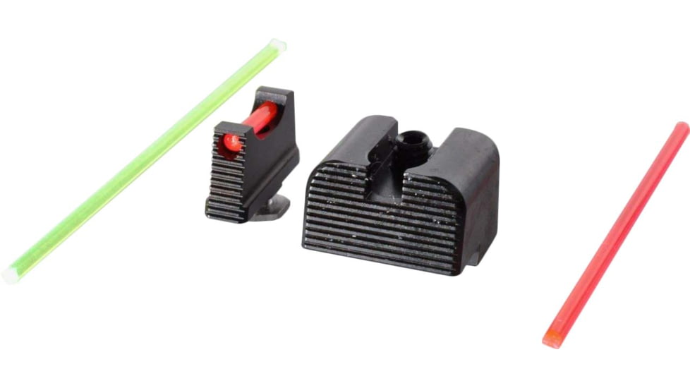 Angry Bear Arms Glock Bear Bones 42/43/43X/48 Fiber Optic Pistol Sights, Small Frame, Black, ABA144