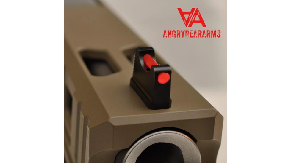 Angry Bear Arms Glock Bear Bones Fiber Optic Pistol Sights, Tall Profile, Serrated, Small Frame, Black, ABA131