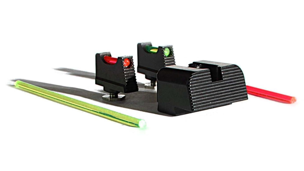 Angry Bear Arms Glock Bear Bones Fiber Optic Pistol Sights, Tall Profile, Serrated, Small Frame, Black, ABA131