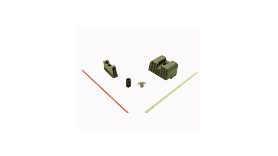 Angry Bear Arms Glock RMR Cut Fiber Optic Serrated Tall Profile Sight Kit, Black, Small, ABASUB