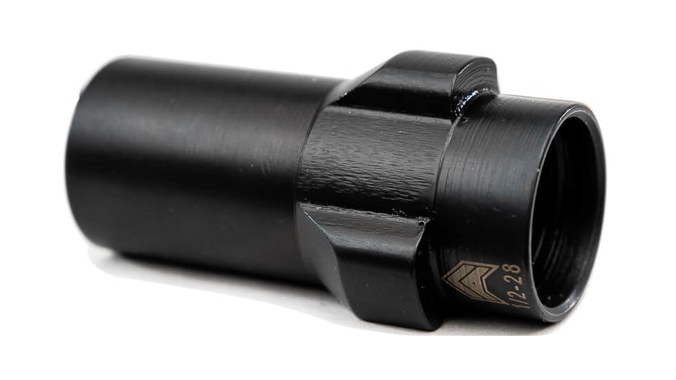 Angstadt Arms 3-Lug Devices Muzzle Adapter, 9mm Luger, 1.42 inch, 1/2x28 TPI, Black Nitride, Black, AA093LSD28