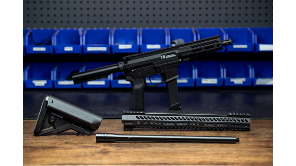 Angstadt Arms AR-9 Upper Receiver Assembly Kits, 9mm Luger, 16 inch Barrel, M4 Profile, 1-10 Twist, 1/2x36, Chromoly, Black, AAUDP09X0R