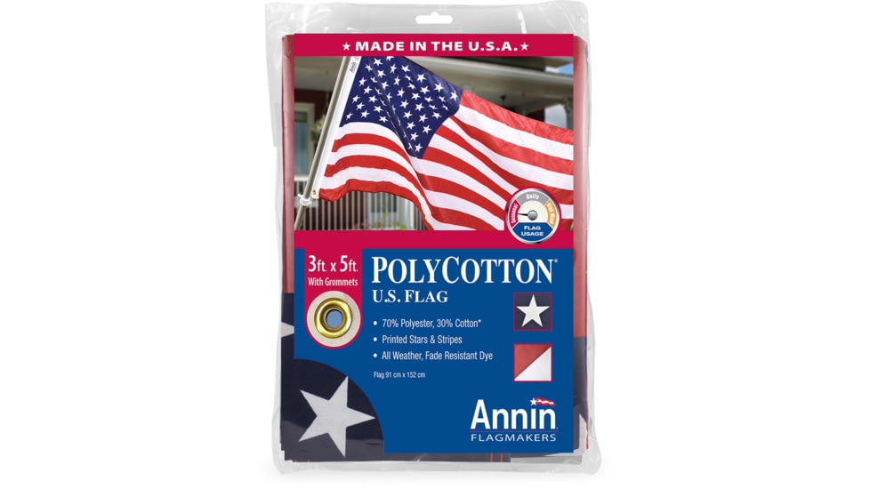 Annin Flags US Polycotton Flag, Red/White/Blue, 3ft x 5ft, 001145R