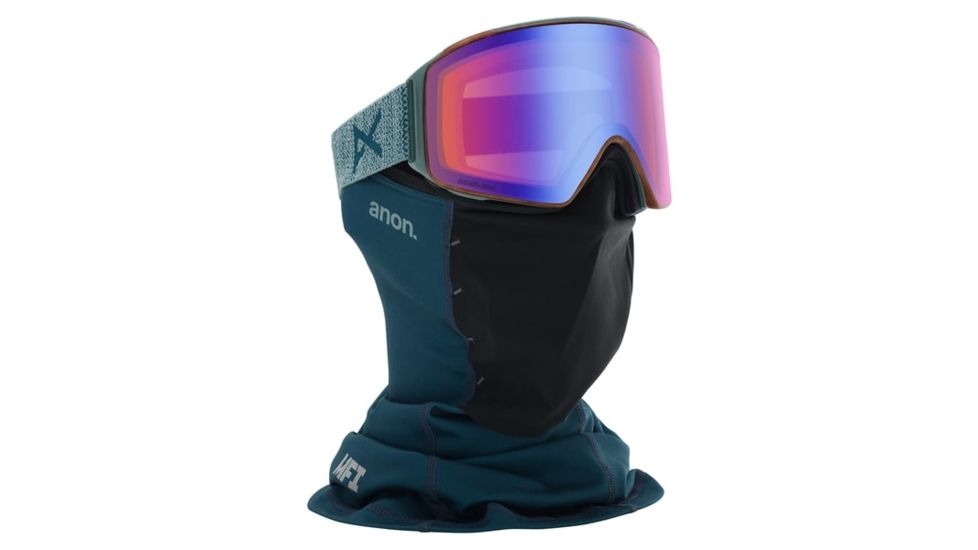 Anon M4 Cylindrical Sonar Men's Goggle w/ Spare Lens and MFI Mask, Sonar Blue Lens, Lay Back, 20354101045NA