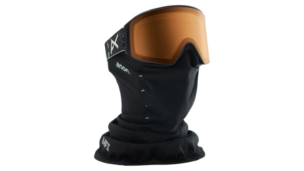 Anon M4 Cylindrical Sonar Men's Goggle w/ Spare Lens and MFI Mask, Sonar Night Lens, Topo Blk, 20354101080NA