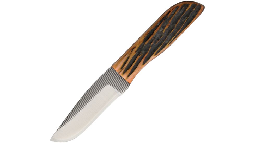 Anza 6.25 Inch Fixed Blade Knife, Amber Bone, Brown Leather Belt Sheath AZWK5AJB