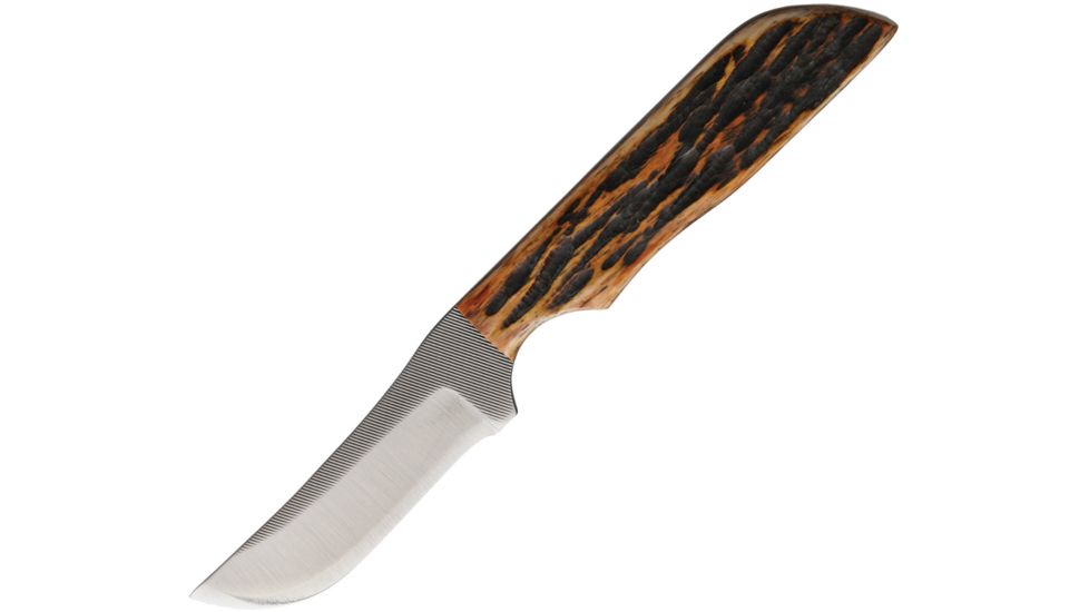 Anza 6.5 Inch Fixed Blade Knife, Amber Bone, Brown Leather Belt Sheath AZWK3AJB