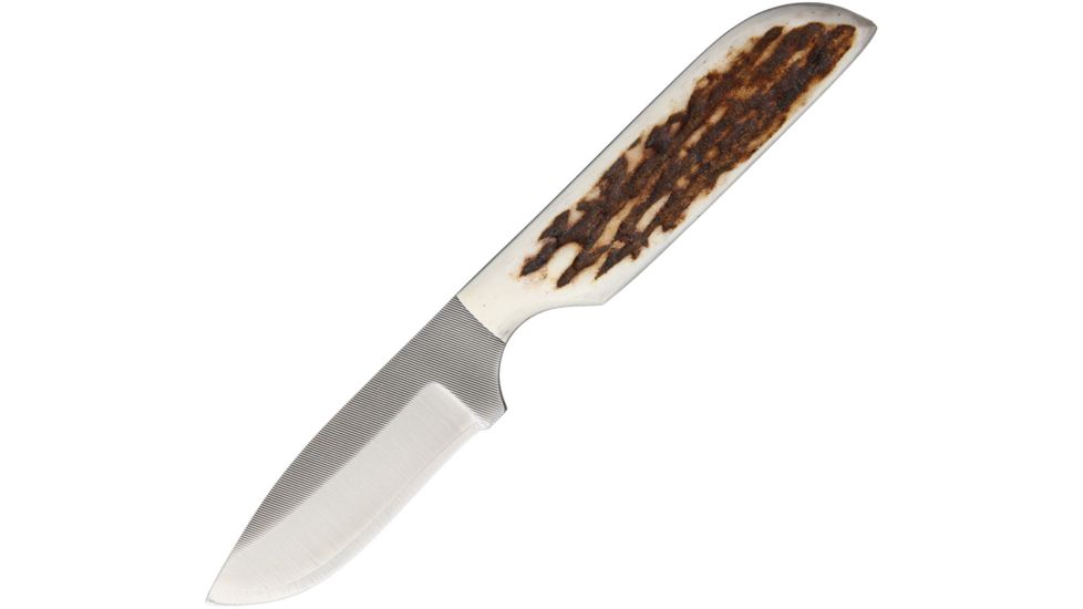 Anza 6.5 Inch Fixed Blade Knife, Elk, Brown Leather Belt Sheath AZWK6FE