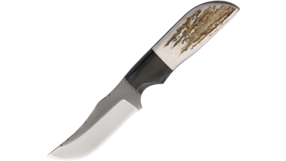 Anza 7.75 Inch Fixed Blade Knife, Elk And Micarta, Brown Leather Belt Sheath, 3.75 Inch Blade AZMC3E