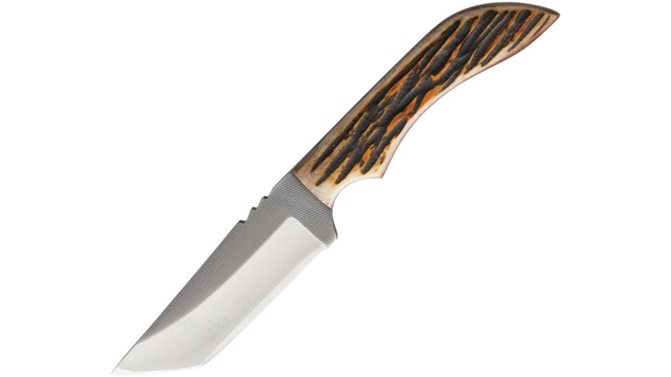 Anza 7.875 Inch Fixed Blade Knife, Amber Bone, Brown Leather Belt Sheath AZJWK1AJB