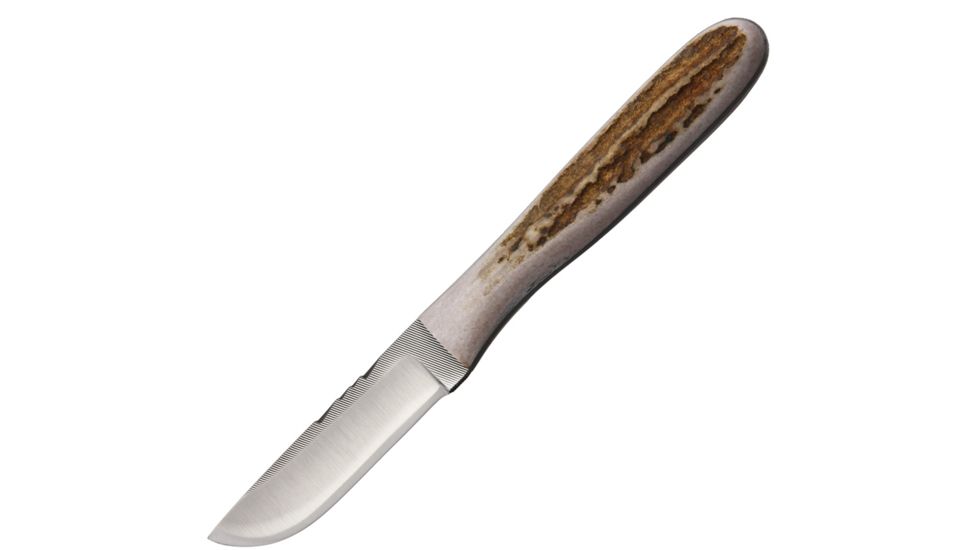 Anza 7 Inch Fixed Blade Knife, Elk, Brown Leather Belt Sheath AZLPDFE