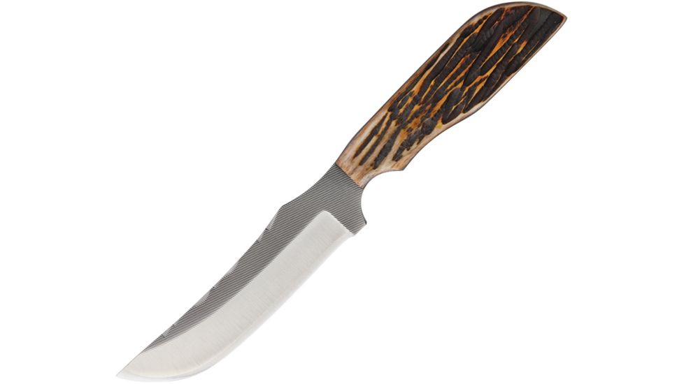 Anza 8.875 Inch Fixed Blade Knife, Amber Bone, Leather Belt Sheath AZ709AJB