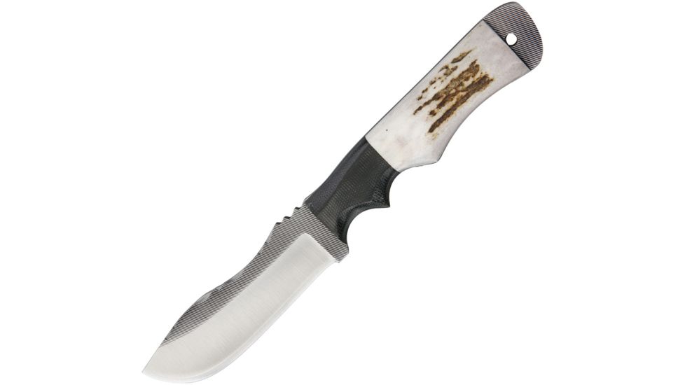 Anza 9.5 Inch Tracker Fixed Blade Knife, Elk And Micarta, Black Leather Belt Sheath AZTE