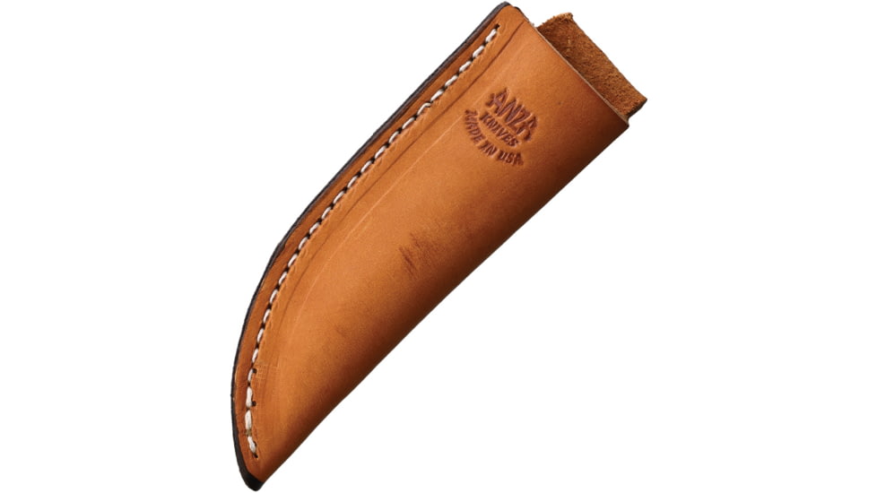 Anza Amber Bone Clip Point Fixed Blade Knife, 6.5in Overall, 2.63in Stainless Steel Clip Point Blade, Amber Bone Handle, Brown Leather Belt Sheath, WKR2 AJB