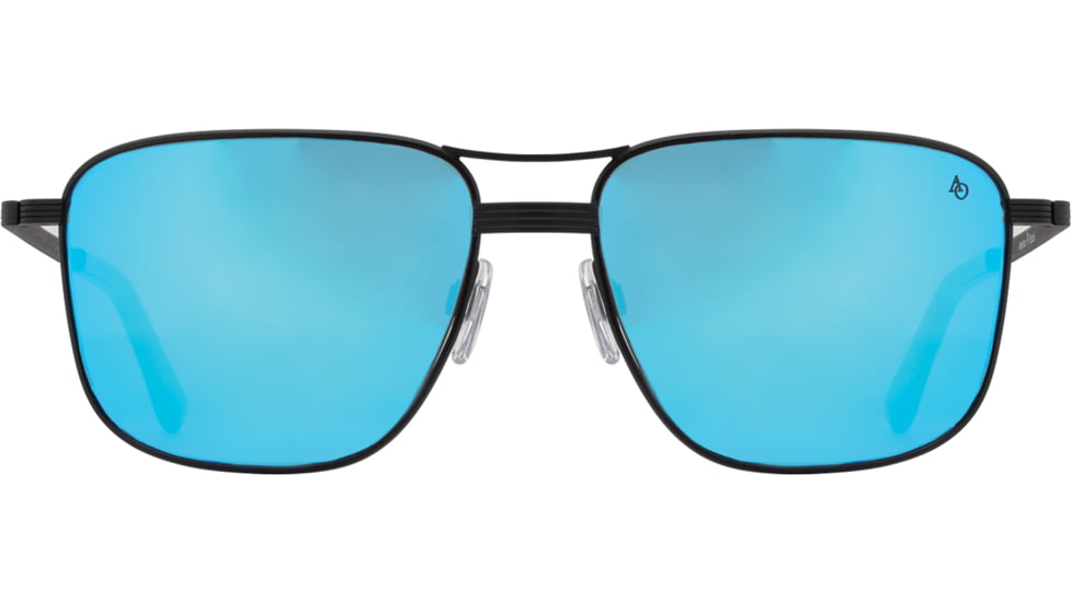 AO Airman Sunglasses - Mens, Matte Black, SunFlash Blue Mirror AOLite Nylon Lenses, Matte Black / SunFlash Blue Mirror Lens, 56-15-145, AIR156STBKBMN