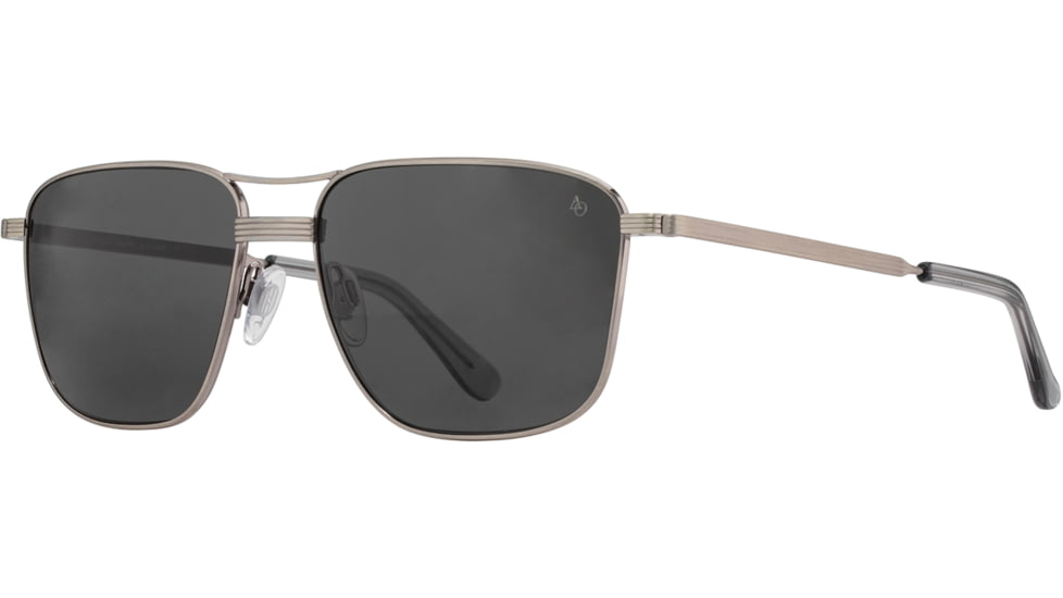 AO Airman Sunglasses - Mens, Pewter, True Color Gray AOLite Nylon Lenses, Pewter / True Color Gray Polarized Lens, 56-15-145, AIR256STSMGYN-P