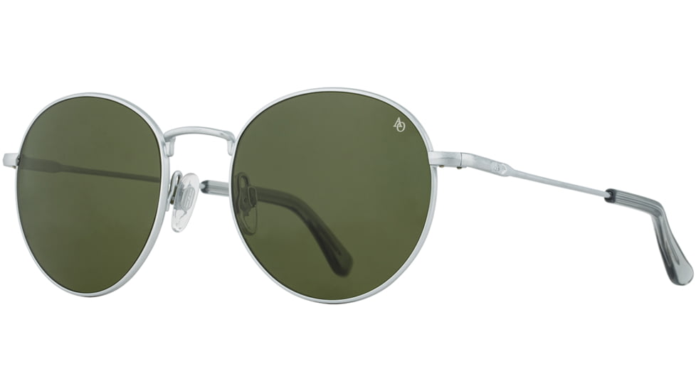AO AO-1002 Sunglasses, Matte Silver, Calobar Green AOLite Nylon Lenses, 51-19-145 B47, 002251STSMGNN