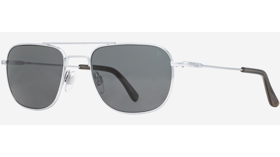 AO Checkmate Sunglasses - Mens, Silver Frame, True Color Gray AOLite Nylon Lenses, 56-21-145, CHE356STSMGYN