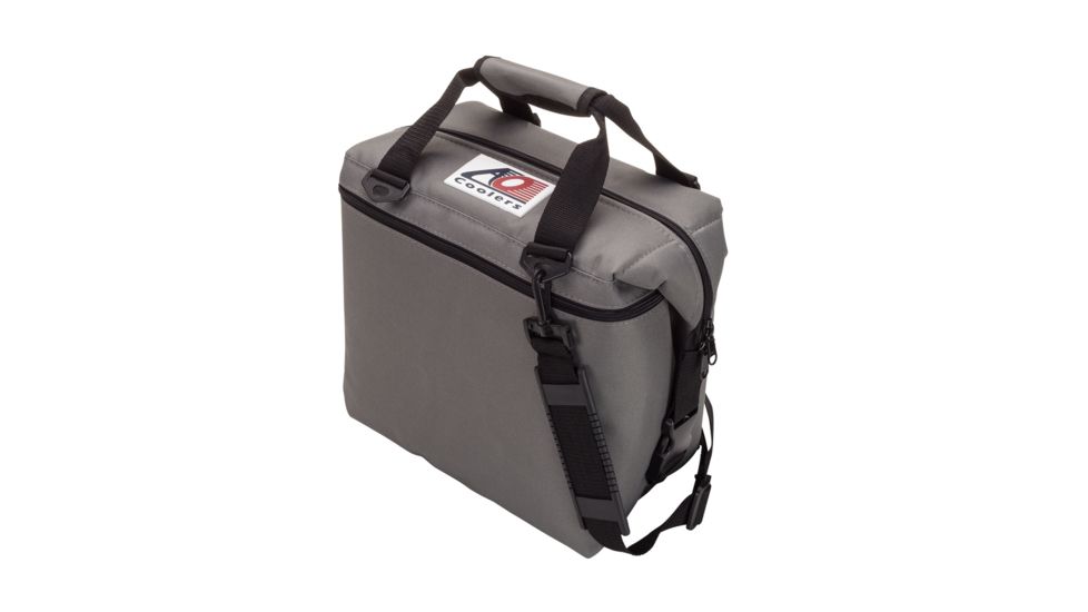 AO Coolers 12 Can Canvas Soft Cooler, w/ Removable Shoulder Strap, Charcoal, Small, AO12CH
