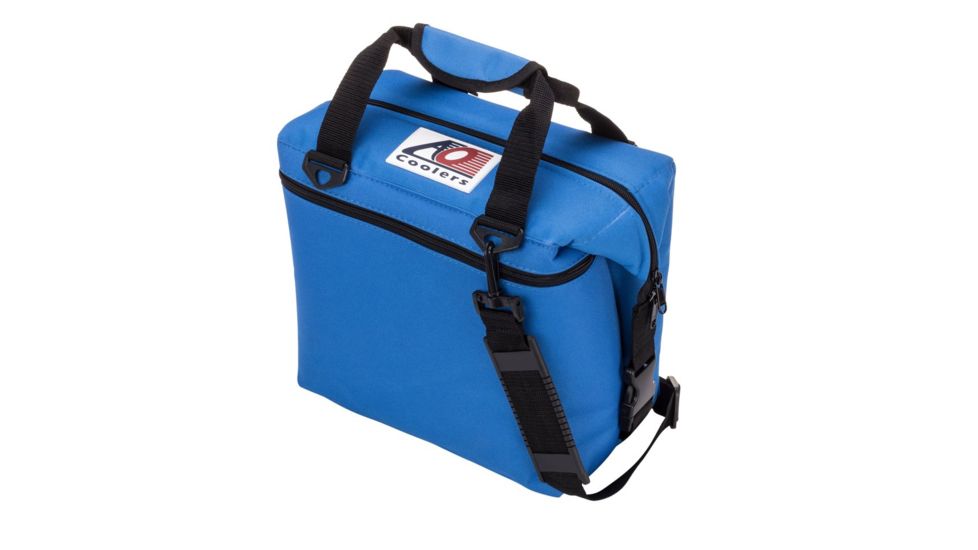 AO Coolers 12 Can Canvas Soft Cooler, w/ Removable Shoulder Strap, Royal Blue, Small, AO12RB