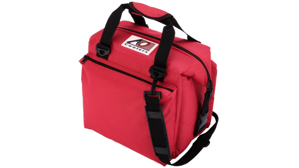 AO Coolers 12 Can Deluxe Canvas Soft Cooler, w/Removable Shoulder Strap, Red, Small, AO12DXRD