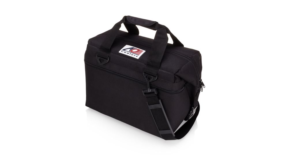 AO Coolers 24 Can Canvas Soft Cooler, w/Removable Shoulder Strap, Black, Medium, AO24BK