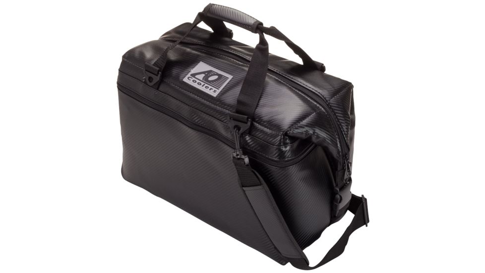 AO Coolers 24 Can Carbon Soft Cooler, w/Removable Shoulder Strap, Black, Medium, AOCR24BK