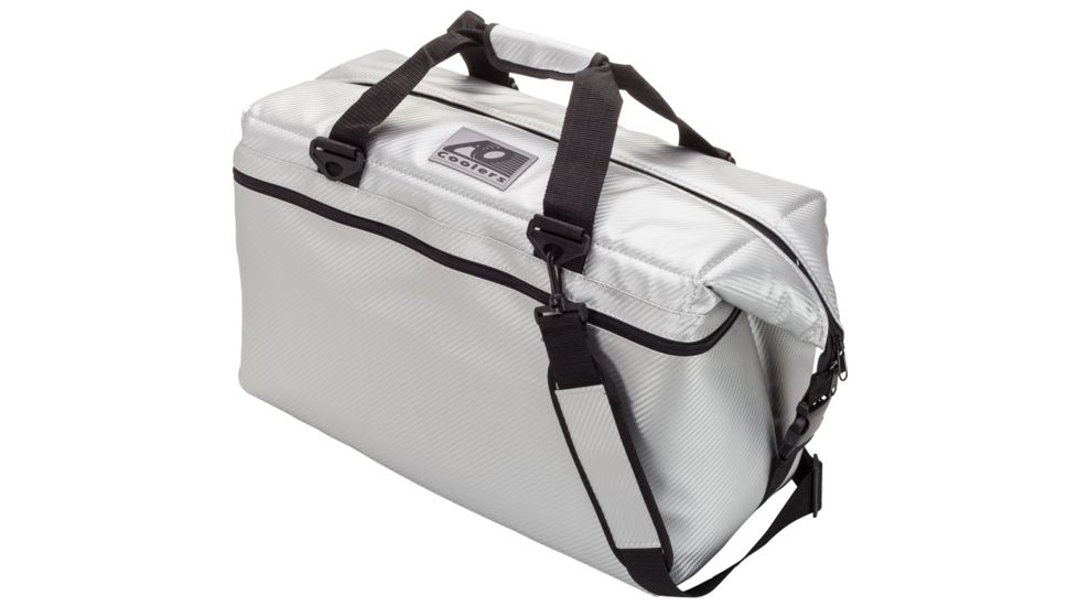 AO Coolers 36 Can Carbon Soft Cooler, w/Removable Shoulder Strap, Silver, Large, AOCR36SL