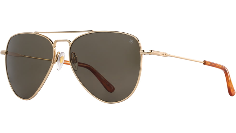 AO Fletcher Sunglasses, Gold Frame, Calobar Green AOLite Nylon Lens - Polarized - 59-15-145, FLT259STHAGNN-P