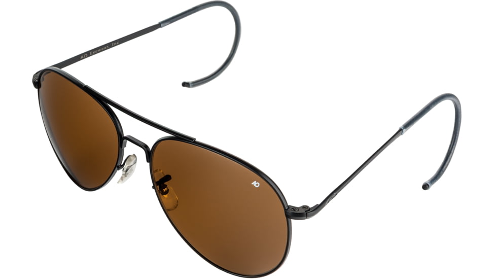 AO Flight Gear General Sunglasses, Comfort Cable, Black Frame, Amber Glass Lens, 52mm, 30641