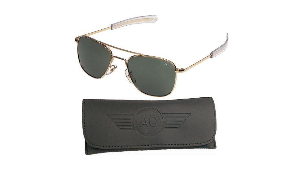 AO Flight Gear General Sunglasses, Comfort Cable, Gold Frame, Amber Glass Lens, 58mm, 32098