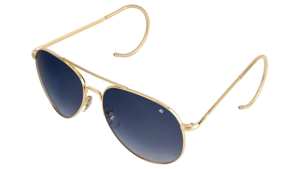 AO Flight Gear General Sunglasses, Comfort Cable, Gold Frame, Polycarbonate Gradient Blue Lens, 58mm, 32496