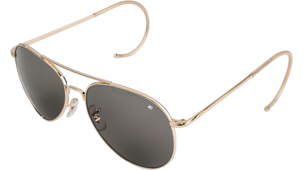 AO Flight Gear General Sunglasses, Comfort Cable, Gold Frame, True Color Gray Glass Lens, 52mm, 31610