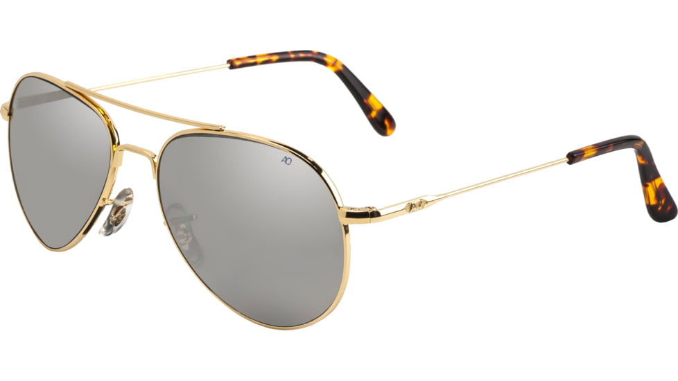 AO Flight Gear General Sunglasses, Wire Spatula, Gold Frame, Silver Mirror Lens, 52mm, 31625