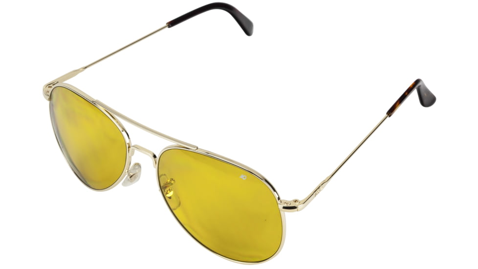 AO Flight Gear General Sunglasses, Wire Spatula, Gold Frame, Yellow Lens, 58mm, 32632