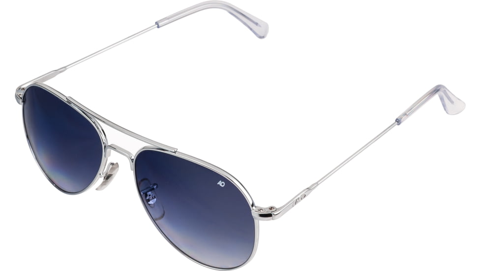 AO Flight Gear General Sunglasses, Wire Spatula, Silver Frame, Polycarbonate Gradient Blue Lens, 52mm, 32611