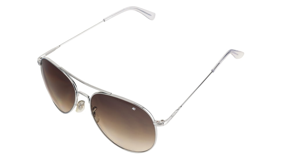AO Flight Gear General Sunglasses, Wire Spatula, Silver Frame, Polycarbonate Gradient Brown Lens, 58mm, 32614