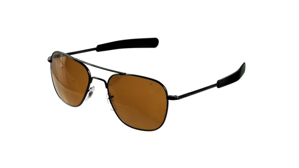 AO Original Pilot Sunglasses, Bayonet, Black Frame, HC Amber Poly Lens, 52mm, 30027